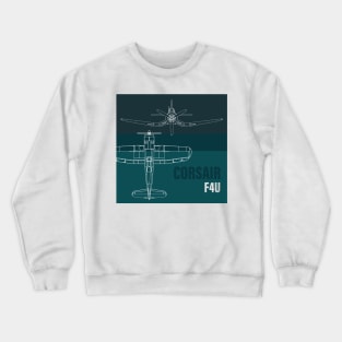 F4U Corsair: Iconic Warbird in blueprint Crewneck Sweatshirt